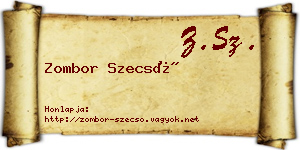 Zombor Szecső névjegykártya